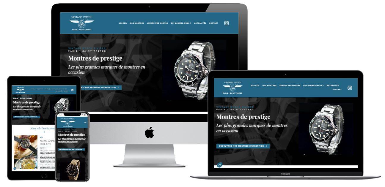 Mockup du site Vintage Watch Riviera